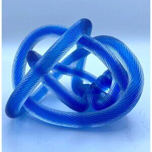 Twisted Rope Design Art Glass Vintage Ribbed Sculpture